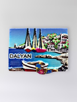 Mundy Dalyan Polyester Kabartmalı Magnet 7 cm x 5 cm Dekoratif Hediyelik Buzdolabı Süsü (KOD:1718)