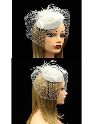 Bba New Trend Vualet, Nikah Şapkası, Gelin Şapkası, Fascinator, Tüllü Şapka, Mini Şapka, Vintage, Düğün, Nişan, Söz, Kına, Davet, Saç Aksesuarı.