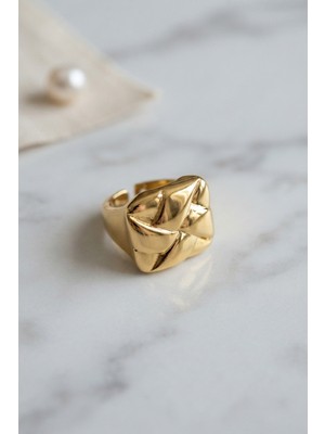 Marsilyan Geometrik Origami Tasarımlı Ayarlanabilir Gold Renk Yüzük