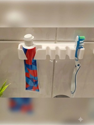 Minimalist Diş Macunu ve Fırçası Duvar Standı - Plastik