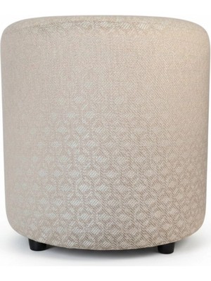 Elanora Home Premium Keten Dokulu Antibakteriyel Tasarım Puf | Modern Geometrik Desenli