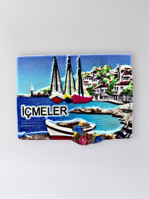 Mundy Içmeler Polyester Kabartmalı Magnet 7 cm x 5 cm Dekoratif Hediyelik Buzdolabı Süsü (KOD:1720)