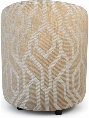Elanora Home Premium Keten Dokulu Antibakteriyel Tasarım Puf | Modern Geometrik Desenli