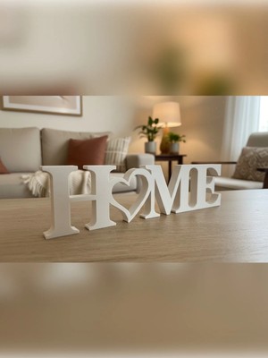 Home Yazılı Dekoratif Biblo ve Masaüstü Dekor - Hediyelik Dekoratif Home Yazısı - Plastik