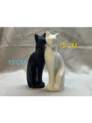 Minimalist Sevimli Kedi Çifti Dekoratif Ev Hediyesi - Plastik Kedi Figürü - 2'li Kedi 15 cm Biblo
