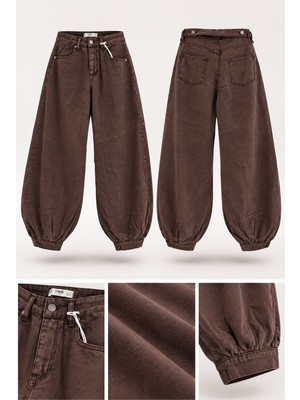 Ymr Moda Ymr Jeans Kahve Tencel Balon Jogger Pantolon
