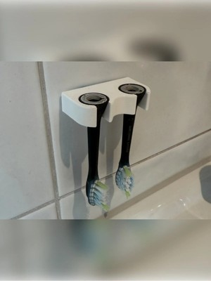 Şarjlı Diş Fırçası Tutucu 2’li Set – Çift Taraflı Bantlı Duvara Monte Askılık (2 Adet)