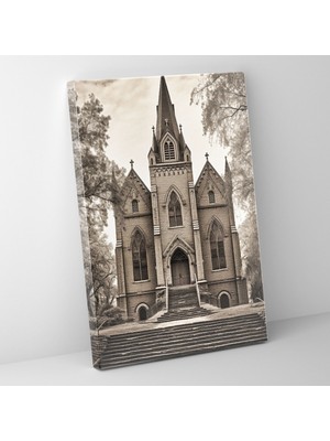 Painted Anarchy Vintage Kilise Temalı Detaylı Desenlerle Tasarlanmış Dekoratif Kanvas Tablo