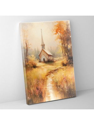 Painted Anarchy Kilise Manzarası Hafif ve Hayalperest Doğa Kanvas Duvar Tablosu