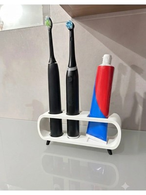 Modern Diş Macunu ve Fırça Standı – Ayaklı Plastik Banyo Düzenleyici - (Tüm Modellerle Uyumludur)