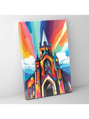 Painted Anarchy Çağdaş Sanat Kilise Cesur Renklerle Tasarlanmış Pop Art Tarzı Dekoratif Kanvas Tablo
