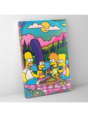 Painted Anarchy Simpsonlar Temalı Piknik Manzarası Kanvas Duvar Tablosu