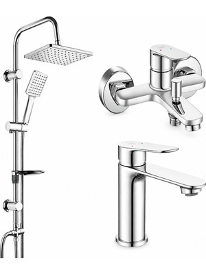 ECA E.c.a Ar Fast Banyo + Lavabo Bataryası Tema 53242 Rain Carismo Duş Sistemi Krom