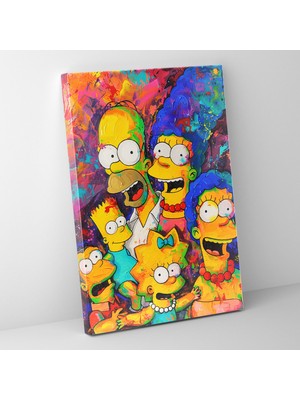 Painted Anarchy Soyut Renkli Simpsons Ailesi Manzarası Çağdaş Sanat Dekorasyonu Duvar Tablosu