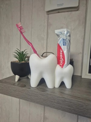 2'li Diş Fırçası ve Macunu Standı - Diş Fırçalığı - Düzenleyici - 11 cm - 6 cm