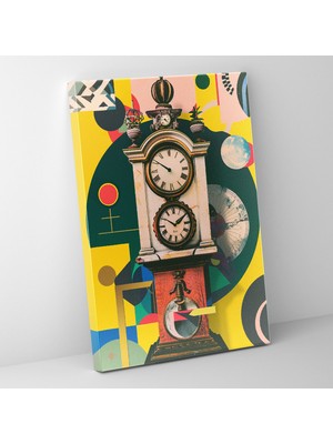 Painted Anarchy Klasizm ve Pop Art Motifli Antika Saat Görseli ile Çağdaş Sanat Dokunuğu Duvar Tablosu