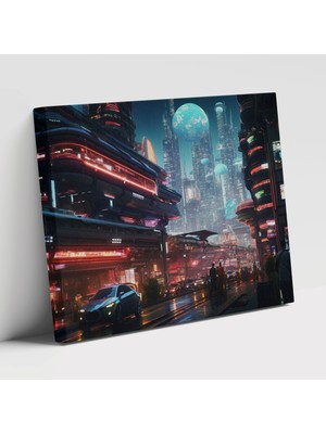 Painted Anarchy Seyahat Temalı Şehir Enerjisi Mimarlık Ları Neon Iları Kanvas Tablo