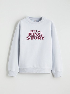 Lc Waikiki Yeni Sezon Bisiklet Yaka Baskılı Kız Çocuk Kalın Sweatshirt