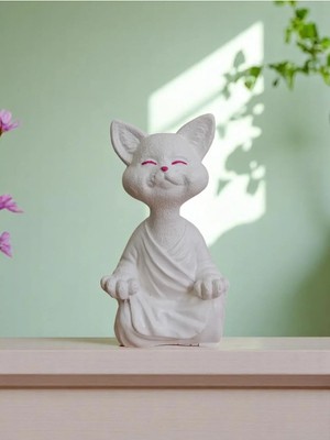 Grimsi Yoga Yapan Kedi Biblo Meditasyon Kedi Heykeli Ev Dekorasyon