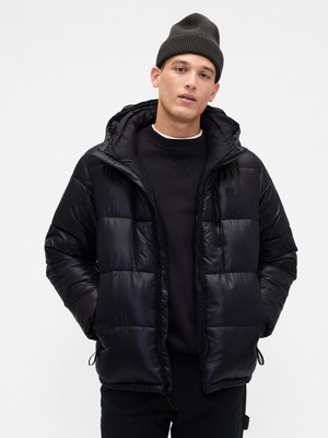 Gap Erkek Siyah Geri Dönüştürülmüş Heavyweight Şişme Puffer Şişme Mont