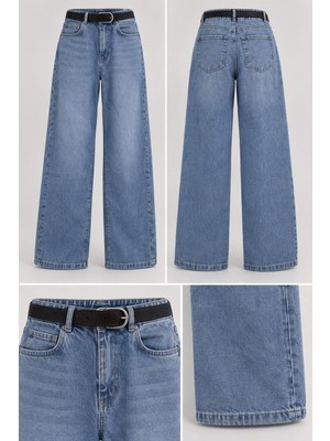 Ymr Moda Ymr Jeans Crop Straıght Mavi Kemerli
