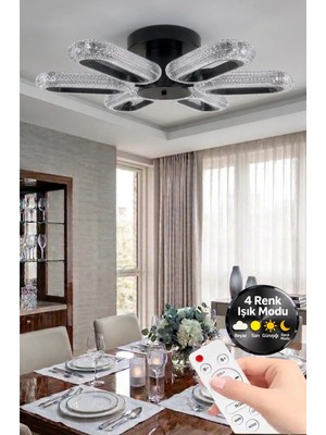 Elips Model 6 "lı Kumandalı Siyah 3 Renk Modu Ledli Modern Tavana Sıfır Salon Mutfak Yatak Odası LED Avize