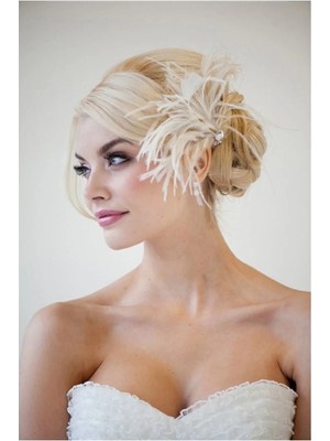 Bba New Trend Tüylü Tokalı Vualet Nikah Kep Nikah Şapkası Veil Gelin Tacı Saç Aksesuar