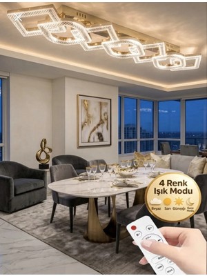 Lucia Model 7"li Gold 3 Renk Modu Yemek Masası Oturma Çocuk Yatak Odası Modern Ledli Avize
