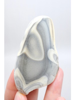 Healcrystal Toz Gri Merlinit Serbest Form Numune - Dumlu Gri ve Krem Dendritik Opal