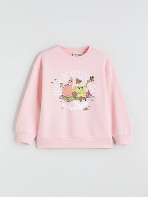 Lc Waikiki Yeni Sezon Spongebob Baskılı Kız Çocuk Kalın Sweatshirt
