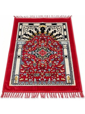 Maysam Hac Umre Hediyelik Peluş Seccade 80X120 cm – Desenli Lüks Namaz Seccadesi