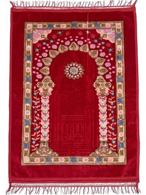 Maysam Hac Umre Hediyelik Peluş Seccade 80X120 cm – Desenli Lüks Namaz Seccadesi