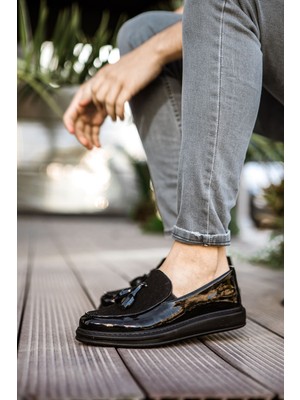 Shopwave MN002 - Rst Loafer Verniciata Erkek Ayakkabı Sıyah