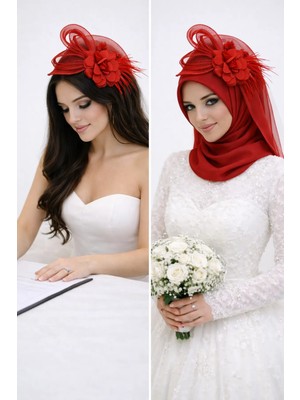 Bba New Trend Nikah Şapkası Vualet Tesettür Gelin Aksesuarı Çiçekli Tül,gelin Şapkası Vualet Tesettür Nikah Nişan