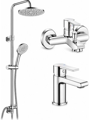 ECA E.c.a Ar Lite Banyo ve Lavabo Bataryası + Tuna Yağmurlama Duş Kolonu