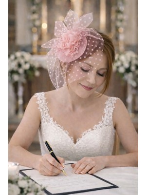 Bba New Trend Nikah Şapkası Siyah Gelin Vualet Kep Tüllü Saç Aksesuarı Şık ve Modern Nikah Modeli