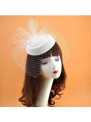 Bba New Trend Özel Tasarım Vualet Şapka Nikah Şapkası Gelin Şapkası Fascinator Hat Kokteyl Parti Düğün Nişan Söz Kına Mezuniyet Yılbaşı Kadın Saç Aksesuarı