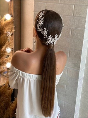 Bba New Trend Aynalı Kristal Taç Saç Toka Düğün Saç Aksesuarları El Yapımı Inci Düğün Saç Saç Aksesuarları