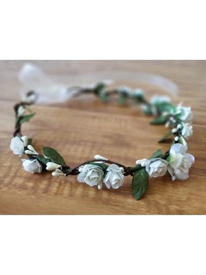 Bba New Trend Beyaz Çiçeklitaç,düğün Aksesuar,gelin Başı Tacı,gelin Tacı,kına Tacı,nikah Tacı WHITE149, One Size