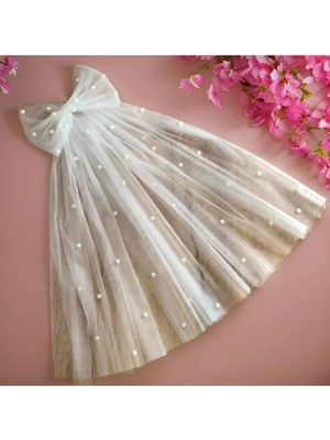 Bba New Trend Fiyonk Duvak After Parti Kep Bride - Gelin Gelinlik Için, Nikah, Duvağı,tül Tokalı Incili