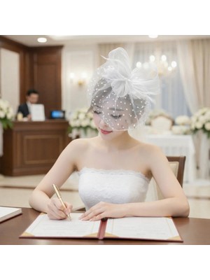Bba New Trend Gelin Şapkası Vualet Nikah Şapkası 4 Renk Seçeneği Davet Balo Mezuniyet Saç Aksesuarı
