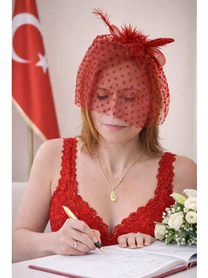 Bba New Trend Şık Gelin Vualeti Tül Gelin Şapkası Nikah Düğün Davet Aksesuarı