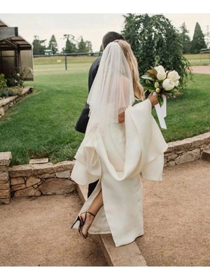 Bba New Trend Sade Çift Kat Tül Duvak - Gelin Gelinlik Için, Nikah, Duvağı,tül, Kırık Beyaz