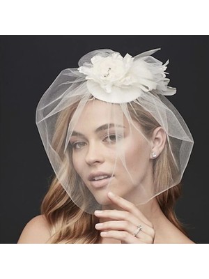 Bba New Trend Kırık Beyaz Nikah Şapkası,düğün Şapkası,vualet,kına Şapkası,kep,gelin Şapkası,düğün,nikah
