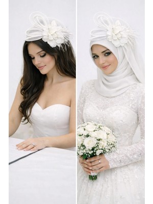 Bba New Trend Nikah Şapkası Vualet Tesettür Gelin Aksesuarı Çiçekli Tül,gelin Şapkası Vualet Tesettür Nikah Nişan