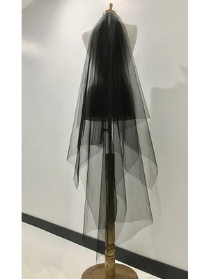 Bba New Trend Siuah Duvak Çift Katlı Siyah Duvak Gelin,duvak,gelinlik Aksesuar,,nikah Aksesuari,