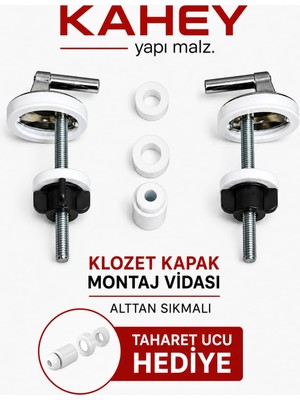 Kahey Klozet Kapak Montaj Vidası Alttan Sıkma Taharet Ucu Hediye