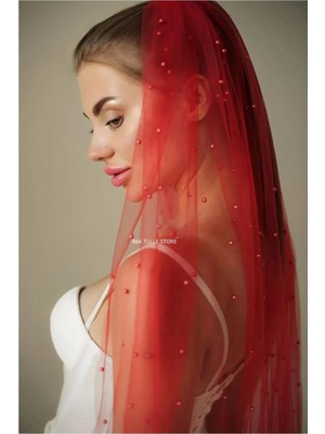 Bba New Trend Gelin Duvağı,gelinlik Aksesuarı Nikah ,incili Gelin Duvak 1,5 mt Tokalı Gelin Incili Duvak, 1,5 mt