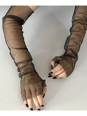 Bba New Trend Siyah Gelin Eldiveni,parmaksız Eldiven Gelin Kolluk Gelinlik Aksesuar,nikah Aksesuari,