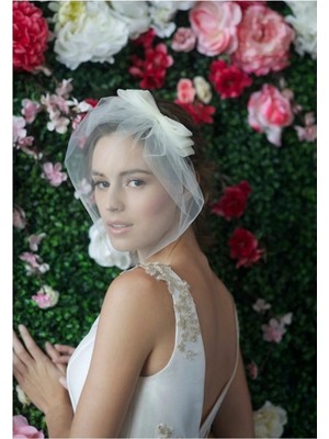 Bba New Trend Fiyonklu Yüz Peçe Sade Vualet Gelin Aksesuari,gelin Saç Aksesuari,gelin Duvak,gelin Nikah Şapkası